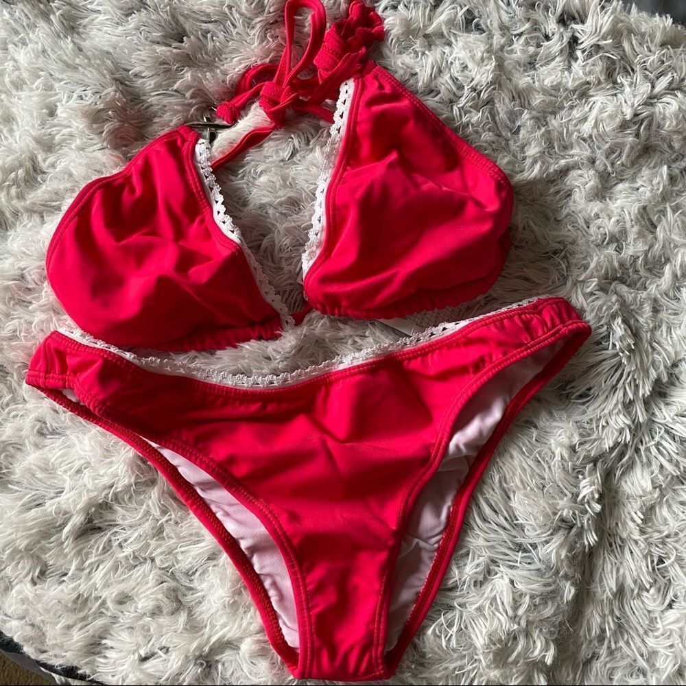 Equilibrium Int Boho Crochet Triangle Bikini Set